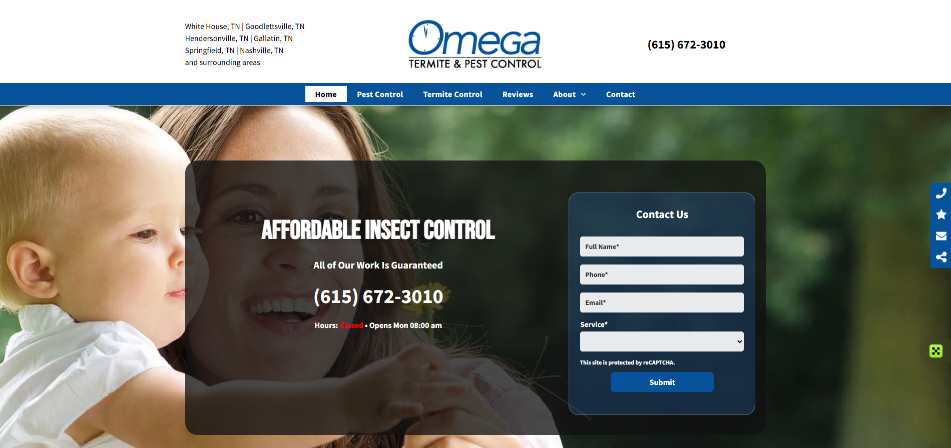 Omega Termite and Pest Control website screenshot