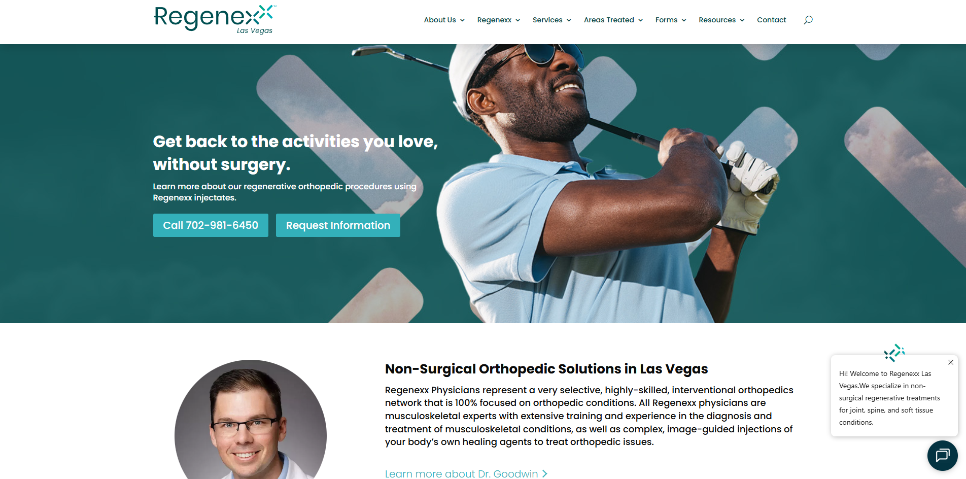 Regenexx Las Vegas website screenshot