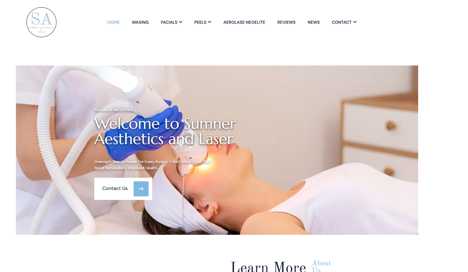 Sumner Aesthetics and Laser website screenshot